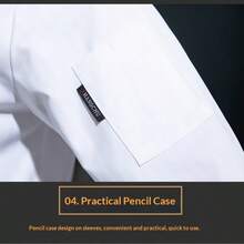 Premium Chef's Long Sleeve Work Uniform - Polyester Fabric, Machine Washable, Solid Color Mandarin Collar Design, Suitable For Chefs In Kitchen, Bakery, Restaurant, School Cafeteria - White - View 9