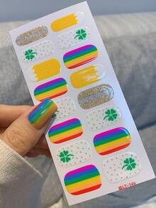 全甲贴纸，绿色三叶草，多色美甲贴花，适合女性、女孩的美甲用品，派对、节日、庆典、生日礼物美甲 - 彩色 - 查看 2