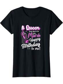 Queens Are Born In March Funny March Birthday Women-Shirt - Black - View 3