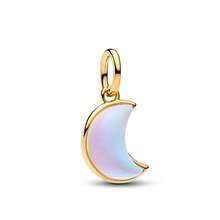 时尚欧美金色青铜色玻璃蝴蝶吊坠珠，蓝色花朵珠，适配925镀银原创DIY手镯，女士珠宝礼品 - 彩色 - 查看 6