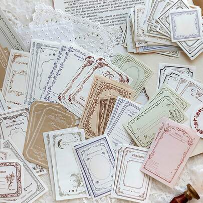 MOCARD 100 buc hârtie de scrapbooking cu bordură vintage, hârtie decorativă retro DIY neadezivă, cadou de sărbători, consumabile de colaj lucrate manual, papetărie școlară creativă pentru planificarea albumelor personalizate