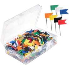 Toyvian 100pcs Colorful Map Flag Push Pins Tacks Steel Tacks With Plastic Flags Head For Travel Map Cork Board Bulletin (Random Color) - / - Ver 3