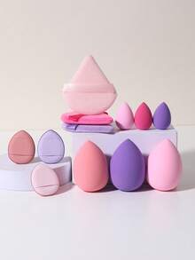 8/10/12PCSMakeup Tools Set Including:Makeup Sponges+Mini Makeup Sponges+Triangle Powder Puffs+Mini Air Cushion Powder Puffs - Multicolor - View 9