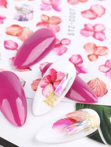 盛开的绣球花美甲贴纸，蓝色、紫色、红色、绿色透明花瓣，春季美甲贴纸，婚礼美甲DIY优雅美甲装饰 - 彩色 - 查看 6