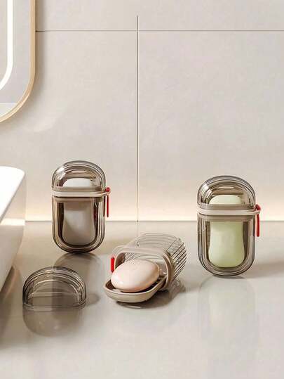 豪华旅行皂碟，创意密封排水设计，便携式小皂盒，夏季家居浴室装饰新款商务旅行皂盒，适合旅行户外休闲 - 迷你皂盒收纳盒