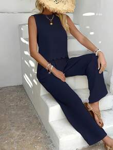 Winter Outfit,Date Night Look,Valentine's Day,Summer Must-Have! 's Hottest Sleeveless Sets (Restocking Soon!) |   Tomato Girl Summer School Uniform |   UPF 50+ Sun Protection ('s Hottest Find) - Hải quân - Xem 2