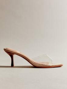 Hauture Women's Fashionable Clear Heeled Sandals For Christmas - Beige - View 1