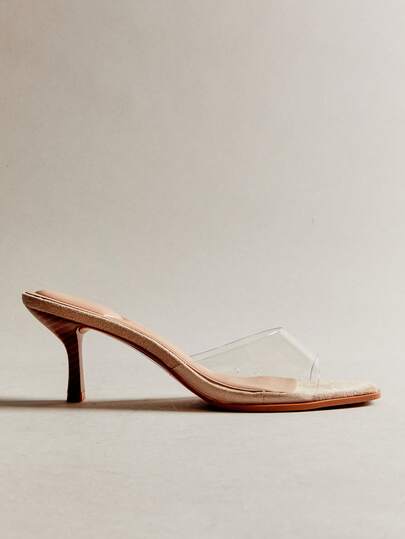 Hauture Women's Fashionable Clear Heeled Sandals For Christmas