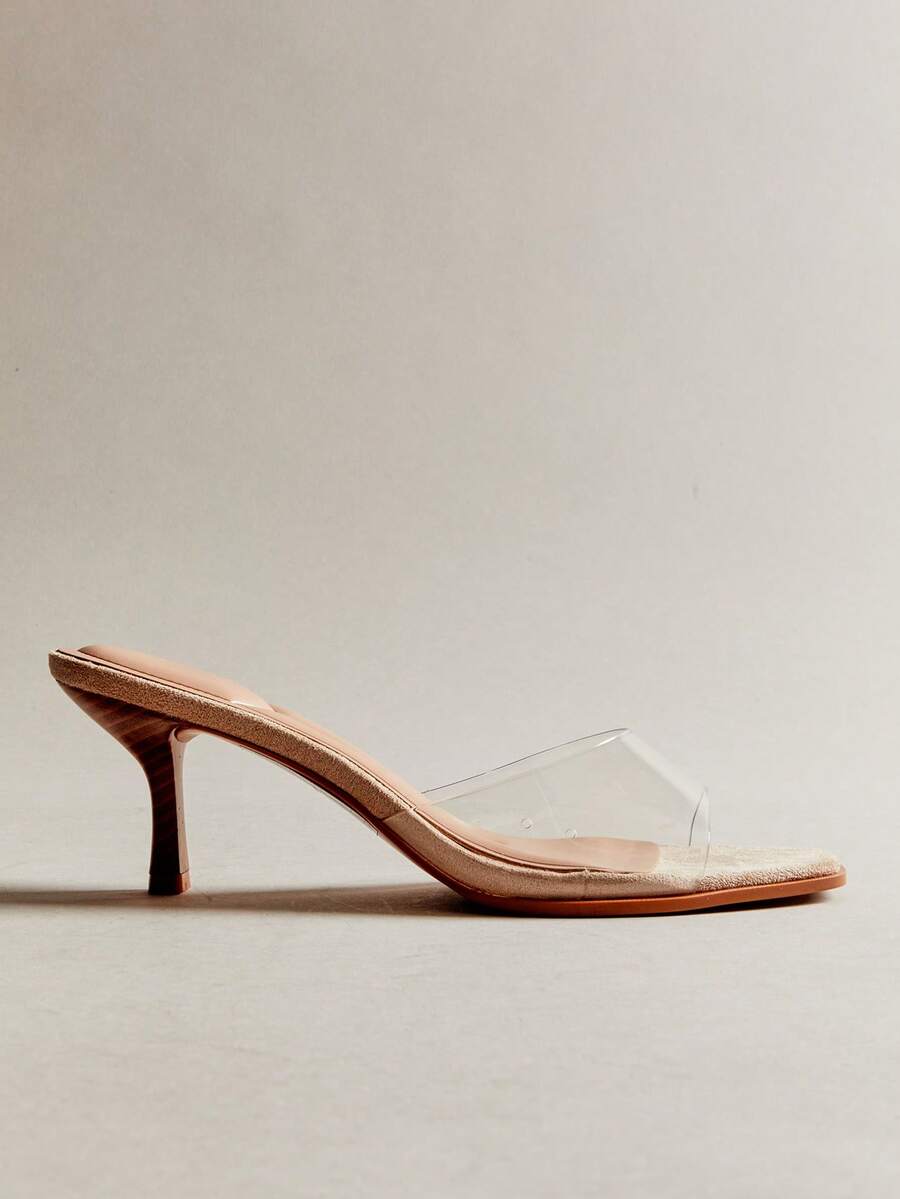 Hauture Women's Fashionable Clear Heeled Sandals For Christmas - Beige - View 1