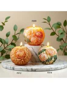 Peony Flower Embossed Ball DIY Handmade Fragrance Plaster Multifunctional Silicone Mold - White - View 1
