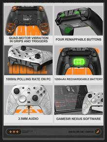 GameSir G7 Pro Zenless Zone Zero Edition Wireless Controller Compatible With Xbox Series X/S Gamepads Compatible With Xbox One X/S PC Windows Android Phone Controle Officially Licensed By Microsoft Mag-Res TMR Joysticks Hall Effect/ Micro Switch Triggers Gyroscope 1000 Polling Rate 4 Motor Rumble 4 Remappable Buttons With 3 Magnetic Faceplate Charging Station Carrying Case - G7 Pro - View 11