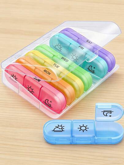 Travel Pill Box, Portable Daily Pill Case, Compact Weekly Travel Pill Box, Portable Pocket Pill Box, Vitamin Fish Oil Compartment Pill Box, Can Hold Vitamins, Cod Liver Oil, Travel Essential, Back To School