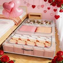 2 piezas/Set Cajas de almacenamiento con ruedas, Cajas de almacenamiento multifuncionales para habitación, Cajas de almacenamiento de ropa plegables, Cajas de almacenamiento de gran capacidad, Cajas de almacenamiento impermeables, Ruedas móviles en la parte inferior, Ahorro de espacio para dormitorio, armario, debajo de la cama, almacenamiento en la parte superior del gabinete - Blanco - Ver 3