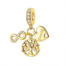 时尚欧美金色青铜色玻璃蝴蝶吊坠珠，蓝色花朵珠，适配925镀银原创DIY手镯，女士珠宝礼品 - 彩色 - 查看 20