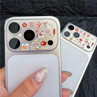 High Definition Lens Film + Horse Year, Butterfly, Apple DIY Embossed Sticker Film, Suitable For Apple 17promax/17pro, Scratch-Resistant, Easy To Install, Precise Fit, Minimalist Design, New Year Lens Film, Valentine's Day Gift