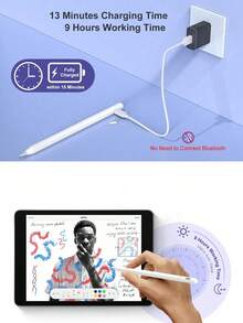 White Stylus Pen 90mAh Capacity Stylus Pen With Anti-Mistouch And Tilt Sensing Function, Compatible With 2022 10 (10.9 Inch), Air 4/5/6/M4, 2025 A16 (11 Inch), Air 11/13 Inch (M3/M2), Pro 11/12.9 Inch White With Replacement Nibs And Box, Spring Gift Birthday Gift - Multicolor - View 8