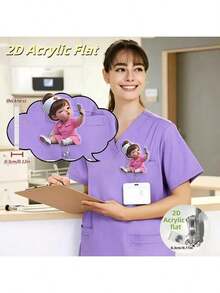 [2D Flat] 1 chiếc Giá đỡ thẻ tên rút gọn chủ đề y tá dễ thương kèm kẹp ID - Cuộn thẻ tên nhân viên y tế bằng acrylic dành cho bác sĩ, y tá điều dưỡng (RN, LPN) - Hoàn hảo cho công việc bệnh viện, quà tặng ngày lễ, lễ kỷ niệm Ngày Độc lập, phụ kiện y tá cho công việc, sinh viên, trở lại trường học, đồ dùng học tập, văn phòng phẩm, phụ kiện, quà tặng cho bé gái, quà tặng nhóm, phụ kiện cho bé gái - Màu Hồng Tươi - Xem 6