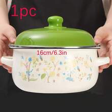 1/3件套16-20厘米多功能搪瓷炊具套装，轻便易携，包含汤锅、炖锅和不粘锅，易于清洁，适用于燃气灶和电磁炉，经久耐用，是家庭和餐厅厨房的必备之选。搪瓷炊具套装，厨房必备，厨房配件，厨房装饰，情人节、斋月、开斋节、复活节烹饪助手 - 彩色 - 查看 9