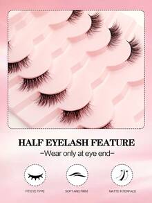 ¡Techo de deseo puro! El artefacto de maquillaje desnudo con pestañas postizas de tallo negro y medio ojo rizado naturalmente simula que la bandeja rosa del rey con una relación calidad - precio de 7 pares / 10 pares de ojos alargados es más portátil. - C-10 (Denso) - Ver 6