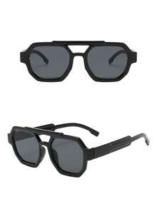 1pc Unisex Square Frame PC Material Glasses, Minimalist Stylish High-End Fashion, Suitable For Travel, Leisure, Party, Beach, Daily Wear - 2-piece Combo Pack (Tortoiseshell Tea + Black Tea) - View 4
