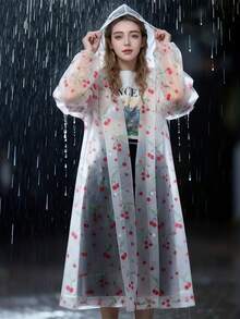 1pc Reusable Rain Poncho, Made Of EVA Waterproof Material With Hood, Loose Long Sleeve Design, Convenient For Outdoor Activities - Multicolor - View 9