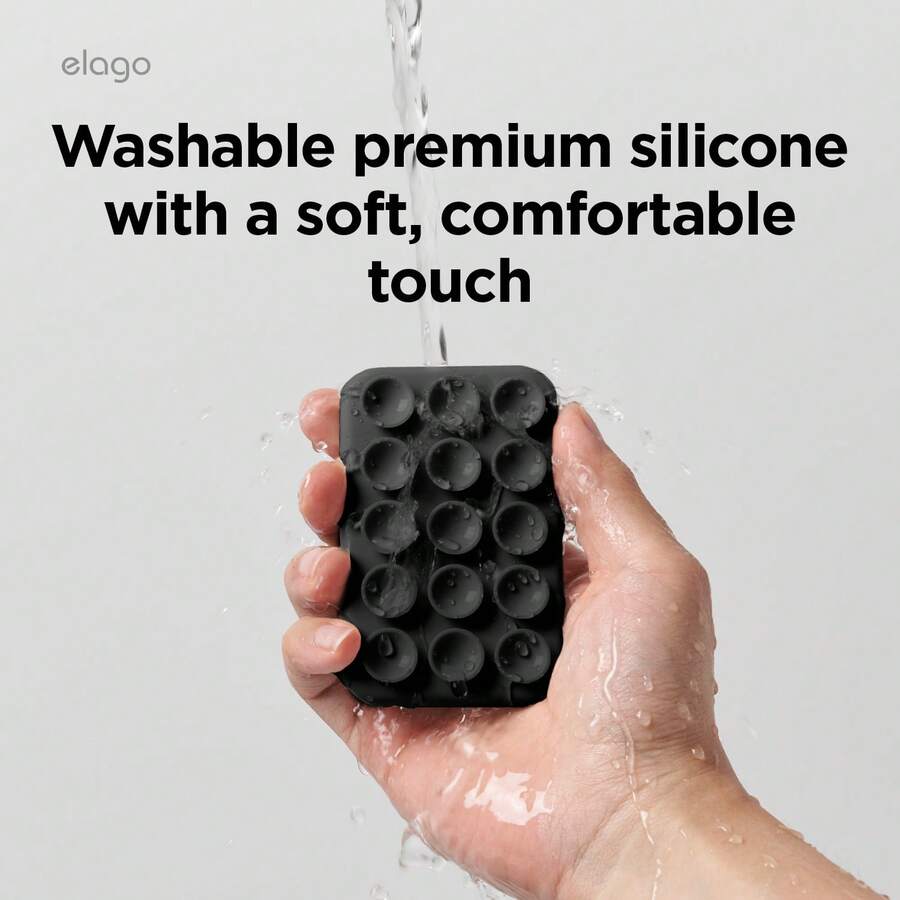 Elago Magnetic Suction Cup Phone Mount Compatible With MagSafe Case, Removable Silicone Sticky Grip Holder For IPhone, Non-Slip, Washable, Hands-Free Selfies/Video For Insta Influencer/Creator, Gift For Birthday, Family, Friends, Phone Accessories, Mountable Holder For Wall, Shower, Phone Stand - màu đen - Xem 1