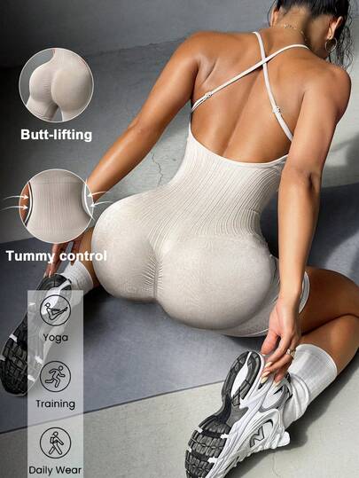 Aoqta 运动女士连体裤 春夏休闲纯色吊带连体裤 适合健身房运动健身瑜伽