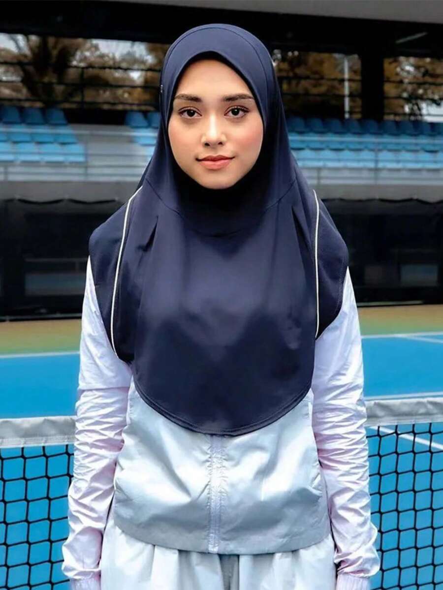 1pc Minimalist Solid Color Sport Hijab Cap, Breathable Quick-Dry Integrated Head Cover For Fitness & Outdoor