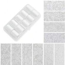 10卷蕾丝美甲箔纸、黑白美甲转印箔纸、花卉美甲箔纸、全息美甲箔纸、DIY亚克力美甲贴纸、美甲用品 - 彩色 - 查看 10