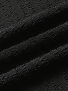 1 chiếc áo thun nam ngắn tay màu đen dày dặn, vải dệt sọc dọc, chất liệu thoáng khí, thấm hút mồ hôi, có thể giặt máy/giặt khô, phong cách giản dị tối giản, phù hợp cho đi làm và hoạt động ngoài trời mùa hè, thoải mái và thoáng khí theo phong cách cổ điển. - màu đen - Xem 10