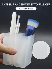 Retractable Makeup Brush And Nail Tool Organizer With Lid , Transparent Plastic Container Cup, Makeup Artist Travel Brush Organizer | Suitable For Vanity, Professional And Everyday Use, Multi-Functional Pen/Pencil/Straw Organizer - Multicolor - View 1