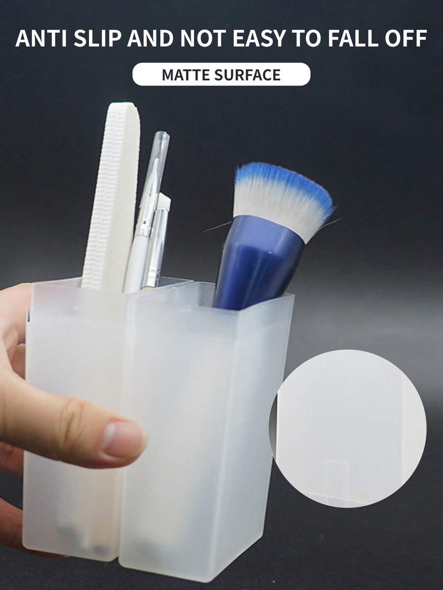Retractable Makeup Brush And Nail Tool Organizer With Lid , Transparent Plastic Container Cup, Makeup Artist Travel Brush Organizer | Suitable For Vanity, Professional And Everyday Use, Multi-Functional Pen/Pencil/Straw Organizer - Multicolor - View 1