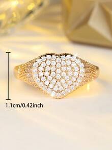 Tsnamer 这款时尚的心形女士戒指镶嵌合成锆石，是完美的节日礼物之选。 - 戒指 - 查看 3