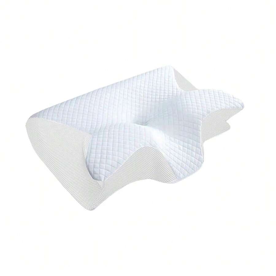 Oreiller cervical ergonomique 2 en 1 en mousse à mémoire de forme orthopédique, pour dormir sur le côté et sur le dos, 60 x 40 x 12 cm - Blanc - Voir 1