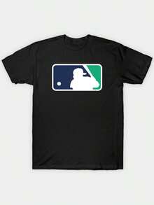 Baseball League Black T-Shirt, Featuring An Iconic Batter Silhouette Design. A Stylish And Casual T-Shirt For Sports, Fitness, Streetwear, And Personalized Outfits.  A Graphic Tee Suitable For Both Men And Women. - 黑色 - 查看 12