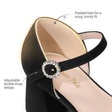 Girls Glitter Platform High Heels Square Toe Ankle Strap Wedding Party Pumps Flower Girl Shoes For Little Big Kid - màu đen - Xem 6