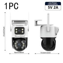 RecorGood 1pc Dual-Lens Indoor Security Camera | Full-Color Night Vision, Two-Way Audio, AI Detection, 2.4GHz WiFi (Package: Camera, Power Cord, Mounting Bracket, Screw Set, User Manual) - Black and White - View 9