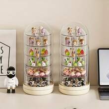 1 hộp trưng bày mô hình mini UFORU có nắp đậy, hộp đựng đồ để bàn xoay nhiều tầng. - 1 đế màu hồng - Xem 2