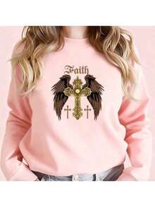 1pc/2pcs/3pcs Gold Cross Wing Heat Transfer Vinyl Stickers, Durable Waterproof Vinyl, Suitable For DIY T-Shirts, Jeans, Backpacks, Pillows, Fabric Applique DIY - L - View 6