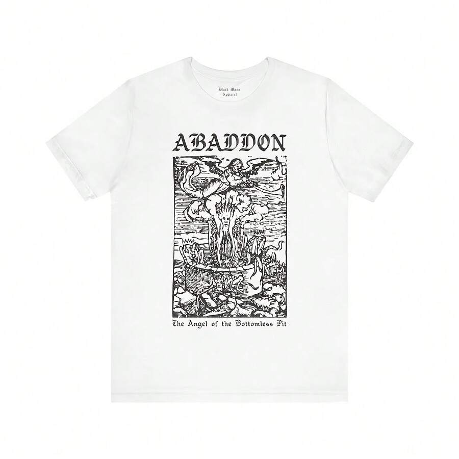 Abaddon, Demonology T-Shirt, Infernal Dictionary Shirt, Demon Tshirt, Gothic, Witchcraft, Occult, Witchy Unisex Jersey Short Sleeve Tee - trắng - Xem 1