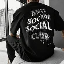 Playera de algodon"Antisocial" | Premium DTF Print - Negro - Ver 7