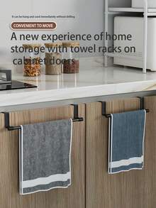 1pc Kitchen Cabinet Towel Rack, Towel Bars Modern Cabinet Towel Hanging Rack Towel Storage Rack Wall Mounted Dishcloth Rack Suitable For Home Kitchen Bathroom Home Bathroom Decor Bathroom Organizer Fall Decor Back To School - Multicolor - View 3