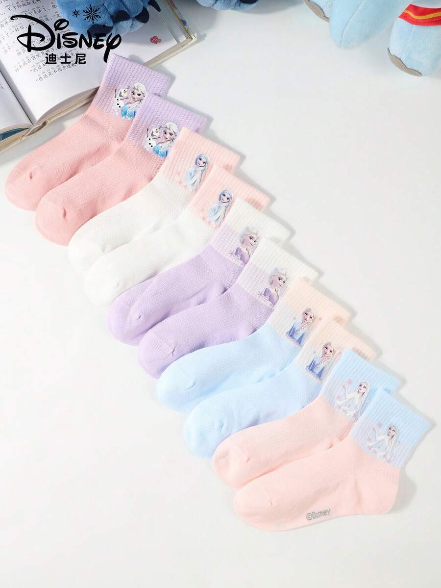 Disney 5双装儿童卡通袜子，女童春夏袜，男童透气婴儿袜，适合上学/居家穿着 - 彩色 - 查看 1