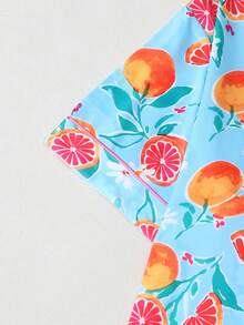 2PCS Womens Tropical Fruits Print Pajama Sets Pj Set Short Sleeve Button Down Shirt With Shorts - Nhiều màu - Xem 4