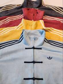 Adidas & Tang Suit Men Hanfu Chinese Traditional Clothes Long Sleeve Jacket , Tang Suit Jacket, Chinese Style, Chinese Embroidered Jacket For Men - 灰色 - 查看 3