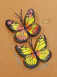 2pcs Minimalist Cute Yellow Butterfly Hair Clips, Suitable For Daily Use - Multicolor - View 9