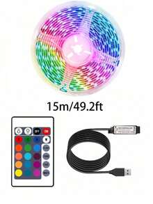 24-Key Remote Control, 5V USB RGB LED Strip Lights, Suitable For Office, Desk, LED Decor Lights For TV, Computer Monitor, Living Room, Bedroom (Recommended Length: 1m To 5m For TV/Computer Background Lighting) - 24-key Remote Control-rGB Light Strip - View 18