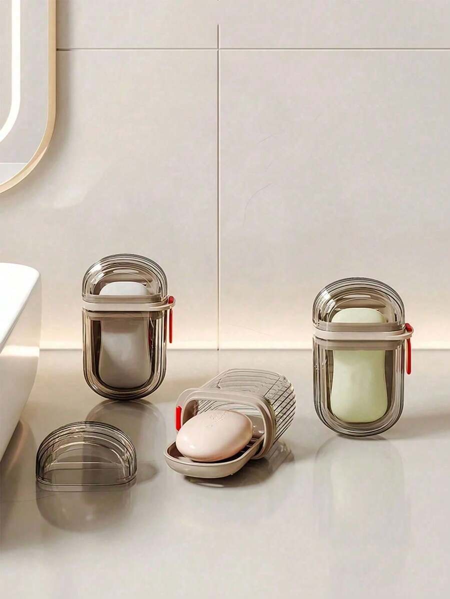 Luxury Travel Soap Box, Creative Sealed Drainage With Lid, Portable Mini Soap Box, New Business Travel Soap Box Home Bathroom Decor Summer, Suitable For Travel Outdoor Leisure - Mini Soap Box Storage Rack - A - View 1