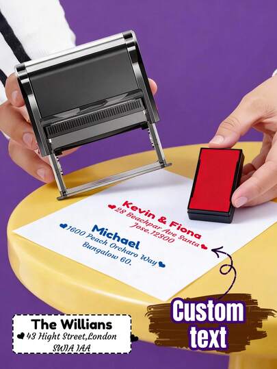 One Custom Address Stamp, Return Address Stamp, Self-Inking, Personalized Rubber Stamp, Customizable Business Stamp, Available In 5 Sizes: S/M/L/XL/XXL, 3 Ink Colors, Small Business Supplies, Stamp, Ink Stamp, Clear And Sharp Imprint, Multi-Functional, Adjustable, Highly Decorative, Reusable, Exquisite And Cute, High Quality