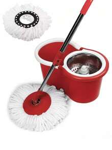 Trapeador Mágico Giratorio 360 Mop Cubeta con Repuesto, Trapeador Giratorio con Cubeta - Rojo - Ver 1